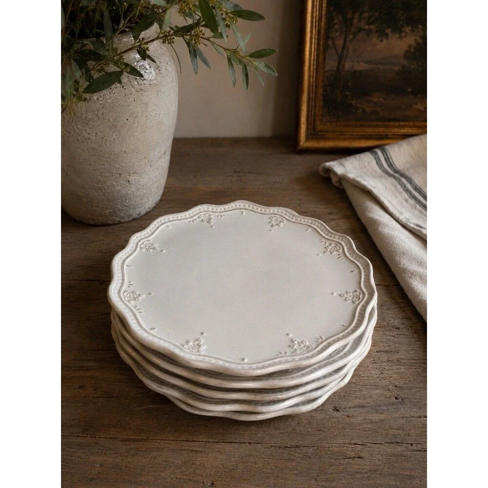 Pioneer Woman Embossed Stoneware Dinnerware Set 15 Pieces Plates & Bowls